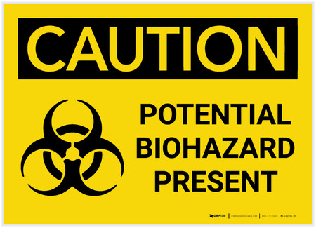 Caution: Potential Biohazard Present With Graphic - Label
