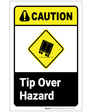 Caution: Tip Over Hazard ANSI Portrait - Label | Creative Safety Supply