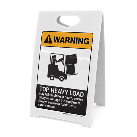 Warning: Top Heavy Load - Forklift Safety ANSI - A-Frame Sign