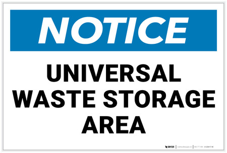 notice universal waste storage area label creative safety supply