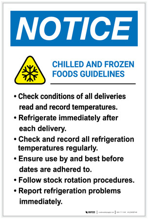 Chilled Label Example Notice: Chilled And Frozen Foods Guidelines - Label