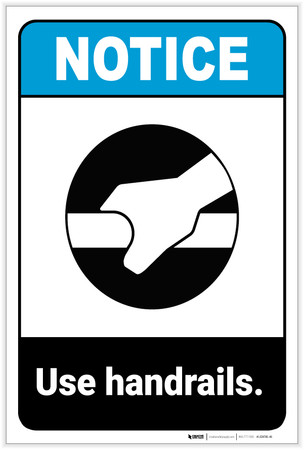 Label Handrail Notice: Use Handrails Portrait ANSI - Label