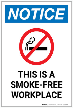 Notice: This is a Smoke-Free Workplace with Icon Portrait - Label