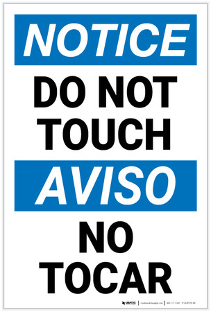 Notice: Do Not Touch Bilingual Spanish - Label | Creative Safety Supply