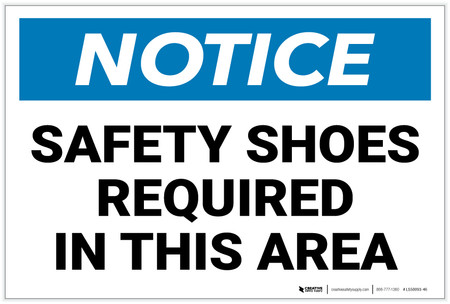 Example Safety Shoe Label Notice: Safety Shoes Required InThis Area - Label | Creative Safety Supply