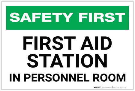 Safety First: First Aid Station in Personnel Room - Label | Creative ...