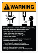 Warning: Rivits and Riviters Machine Guidelines ANSI - Wall Sign