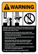 Warning: Safety Blocks Guidelines ANSI - Wall Sign