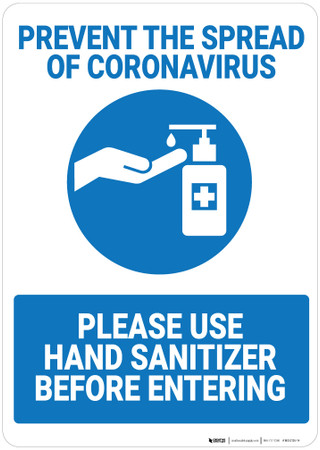 Prevent Coronavirus - Please Use Hand Sanitizer - Wall Sign