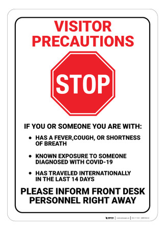 visitor precaution covid 19 wall sign creative safety supply