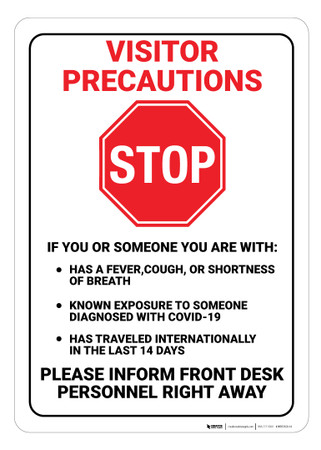 Visitor Precaution Covid-19 - Wall Sign | Creative Safety Supply