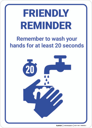 Friendly Reminder Hand Wash Method - Wall Sign