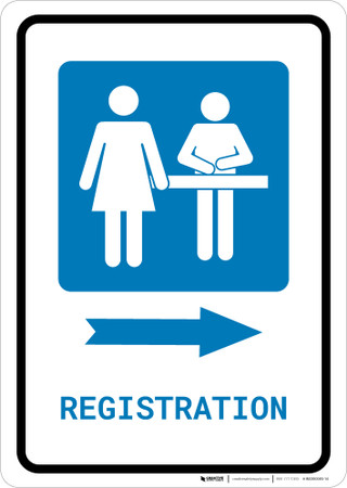 Register Two Sign Registration Right Arrow with Icon Portrait v2 - Wall Sign