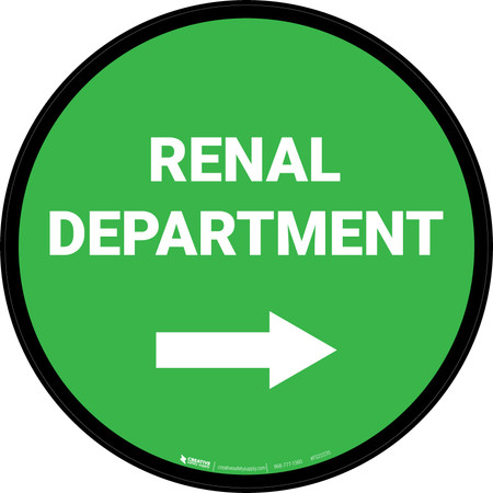 Renal Department Arrow Right Circular - Floor Sign