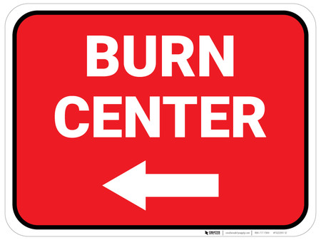 Burn Center Arrow Left Rectangular - Floor Sign