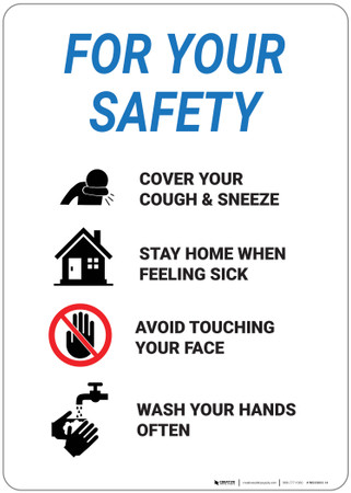 For Your Safety: Please Cover Your Cough Or Sneeze - Wall Sign