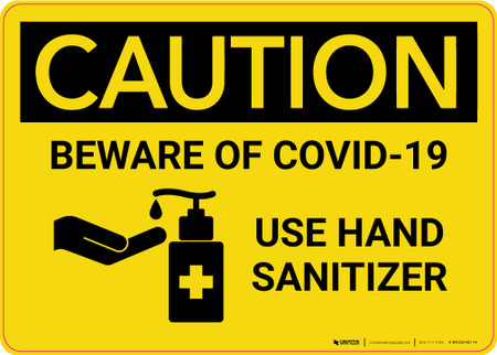 Caution: Beware of COVID-19 - Use Hand Sanitizer with Icon Landscape ...
