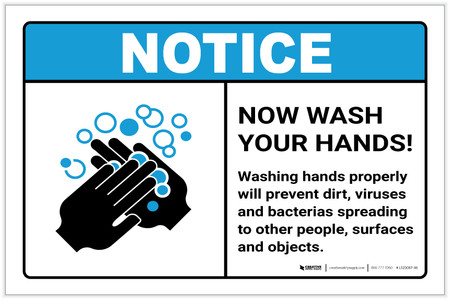 Notice: Wash Your Hands to Prevent Bacterias Spreading ANSI Landscape ...