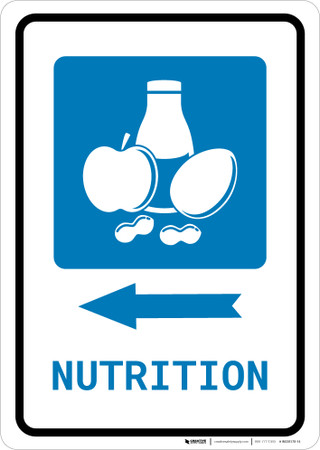Nutrition Left Arrow with Icon Portrait - Wall Sign