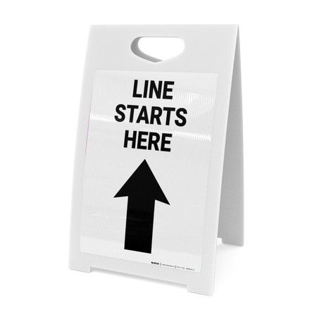 Line Starts Here Up Arrow Portrait - A-Frame Sign