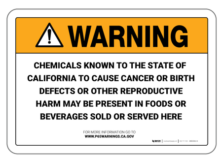 Prop 65 Food and Beverage - Wall Sign
