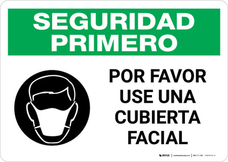 safety first please wear a face covering spanish with custom labeling stickers