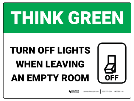 think green turn off lights wall sign creative safety supply