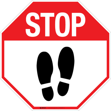 Stop Shoe Print Up v2 - Floor Sign