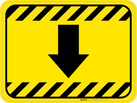 Down Arrow Hazard Striped Rectangle - Floor Sign