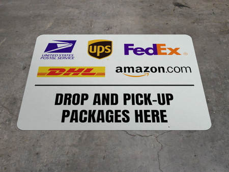 Drop And Pick-Up Packages Here with Logos v2 Landscape - Floor Sign