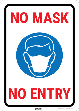 No Mask - No Entry Landscape - Wall Sign