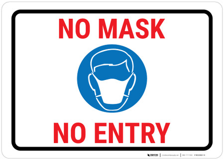 No Mask - No Entry Portrait - Wall Sign