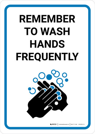 Remember to Wash Hands Frequently with Icon Portrait - Wall Sign