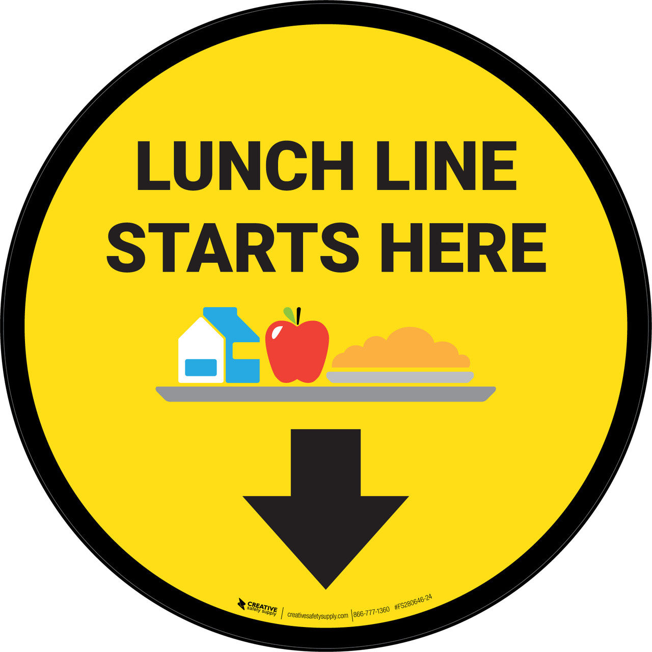 Lunch Line Starts Here Circle - Floor Sign