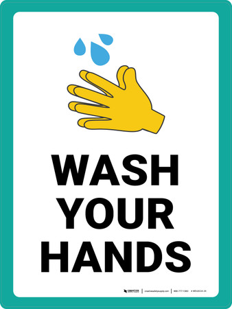Wash Your Hands with Emoji Portrait - Wall Sign