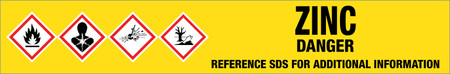 Zinc [CAS# 7440-66-6] - GHS Pipe Marking Label