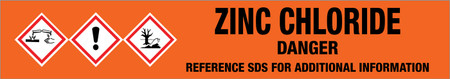 Zinc Chloride [CAS# 7646-85-7] - GHS Pipe Marking Label