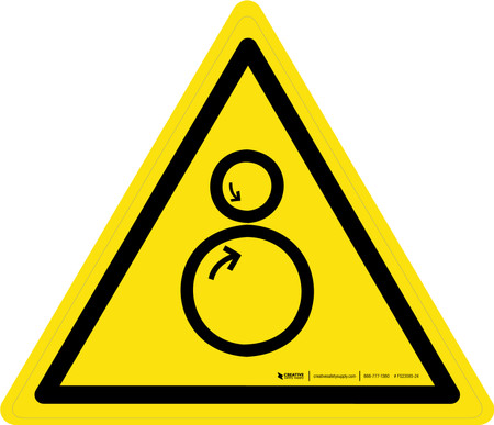 Rotating Warning Sign Iso Counter Rotating Rollers Warning - ISO Floor Sign