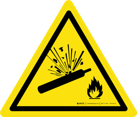 Pressurised Cylinder Warning - ISO Floor Sign