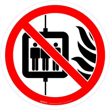 Do Not Use Lift in the Event of Fire Prohibition - ISO Floor Sign