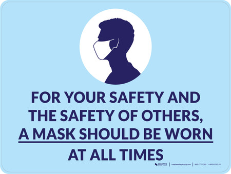 For Your Safety and The Safety of Others A Mask Should Be Worn Wall Sign