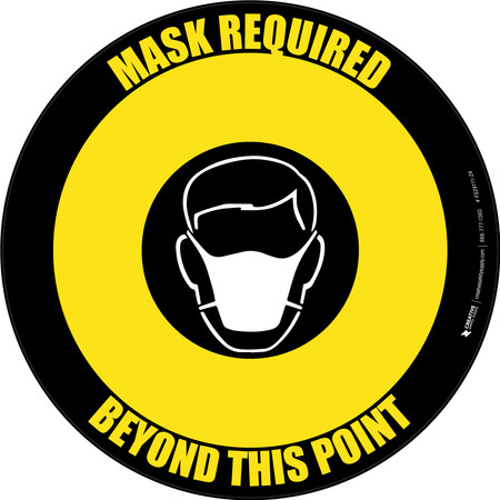 Mask Required Beyond This Point with Icon Black Border Circular - Floor ...