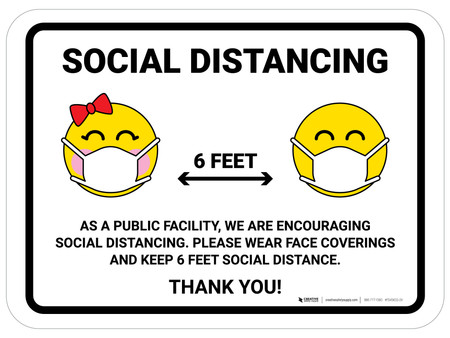 Round Emoji Set of 3 Social Distancing Floor Signs