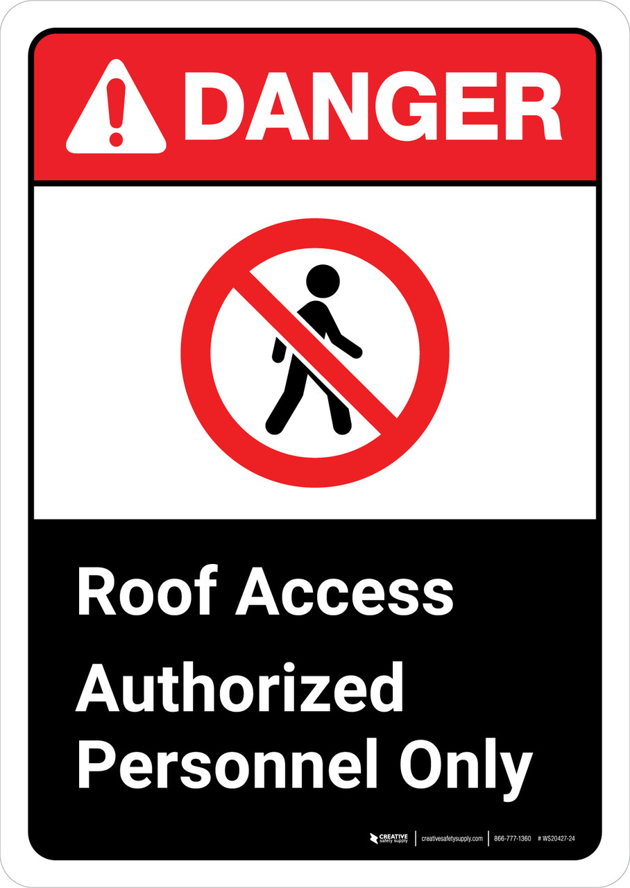 Danger: Roof Access Authorized Personnel Only with Icon ANSI
