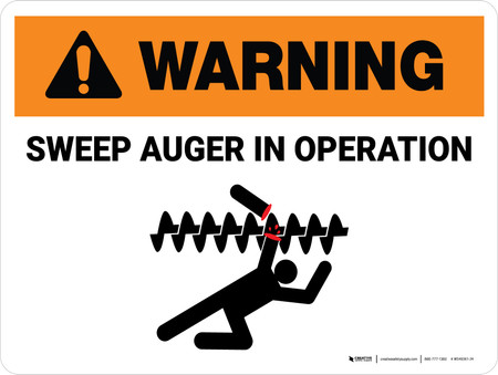 Warning: Sweep Auger In Operation Landscape - Wall Sign | Creative ...