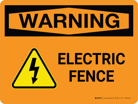 Warning: Electric Fence Landscape - Wall Sign