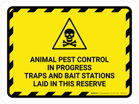 Animal Pest Control in Progress Traps with Hazard Icon Landscape - Wall Sign WS49462