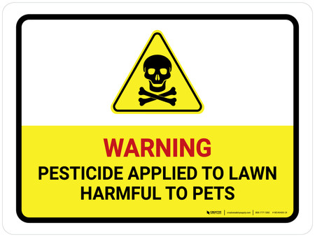 Pesticide Applied To Lawn with Hazard Icon Landscape - Wall Sign