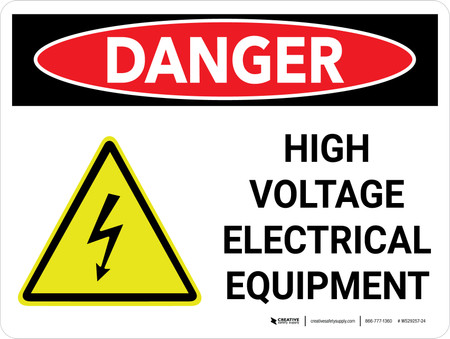 Danger: High Voltage Electrical Equipment Landscape with Icon - Wall Sign