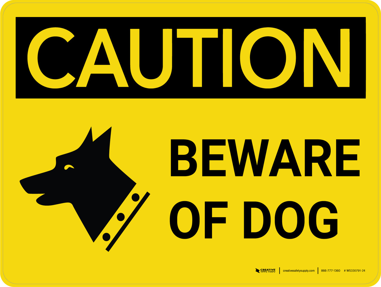 Caution: Beware of Dog Landscape with Icon - Wall Sign